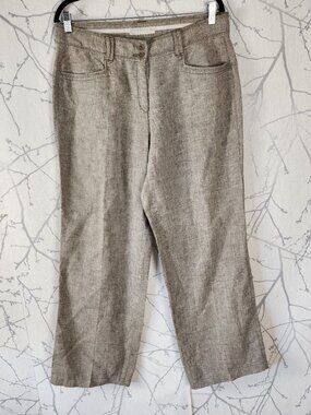Brax Beige 100% Linen Farina Wide Leg Trousers